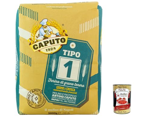 3x Farina Molino Caputo tipo 1 Pizza Napoli Pizzamehl Pizza Mehl 5kg + Italian Gourmet polpa 400g von Italian Gourmet E.R.