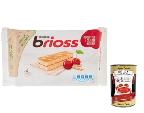 3x Ferrero Brioss Ciliegia Cherry Kirsche Kuchen Packung mit 10 Snacks, 280 g + Italian Gourmet polpa 400g von Italian Gourmet E.R.