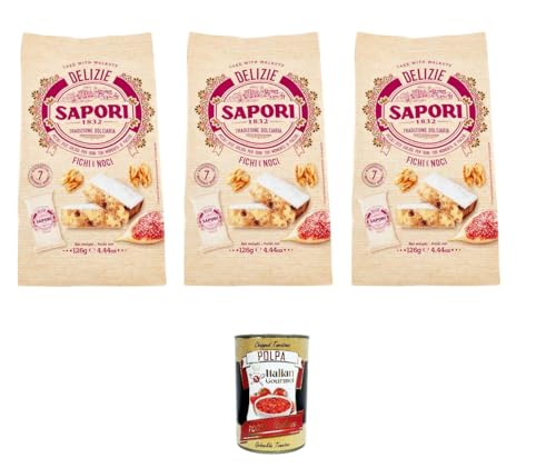 3x Flavours Ricciarelli Delights Figs and Walnuts Süßwaren Produkt mit Feigen und Walnuts 126g+ Italian Gourmet Fruchtfleisch 400g von Italian Gourmet E.R.