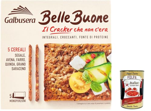 3x Galbusera Belle Buone, Vollkorn Cracker mit 5 Müsli : Rye, Hafer, geschrieben, Quinoa und Buchweizen.200g + Italian Gourmet polpa 400g von Italian Gourmet E.R.