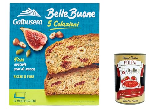 3x Galbusera Belle Buone Fette Spesse con fichi nocciole e semi di zucca Snacks mit Feigen Haselnüsse und Kürbiskerne 200g (5x 40g) + Italian Gourmet polpa 400g von Italian Gourmet E.R.