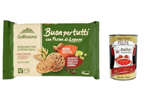 3x Galbusera Buonpertutti, Kekse mit Hülsenfruchtmehl, Stücken dunkler Schokolade und gehacktem Mundorle 260g + Italian Gourmet polpa 400g von Italian Gourmet E.R.