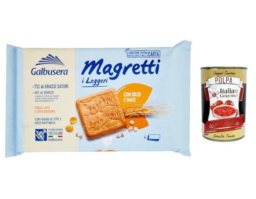 3x Galbusera Magretti i Leggeri, Kekse mit Gerste und Mais, biscuits cookies, 350g + Italian Gourmet polpa 400g von Italian Gourmet E.R.