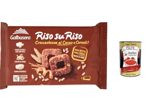 3x Galbusera Riso su Riso, Knusprige Kekse mit Kakao und Müsli, 220g + Italian Gourmet polpa 400g von Italian Gourmet E.R.