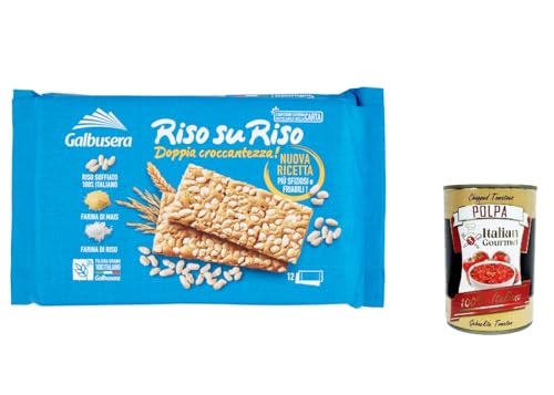 3x Galbusera RisosuRiso Doppia croccantezza!, crackers mit 100% italienischer Puffreis 380g + Italian gourmet polpa 400g von Italian Gourmet E.R.