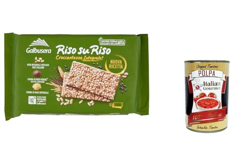 3x Galbusera RisosuRiso Integrale, Cracker mit knusprig 100% italienisch gepuss vollen Reiskörnern 380g + Italian Gourmet polpa 400g von Italian Gourmet E.R.