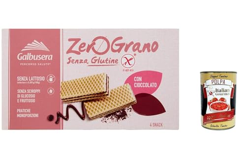 3x Galbusera Zerograno Wafer senza Glutine, Schokoladenwaffeln, glutenfrei, 180g + Italian Gourmet polpa 400g von Italian Gourmet E.R.