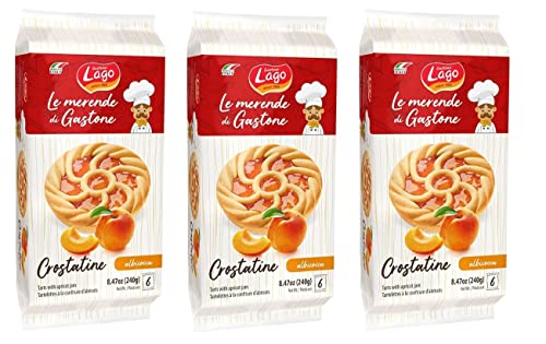 3x Gastone Lago Crostatine all'Albicocca Aprikosentörtchen Packung à 240g, Jede Packung Enthält 6 Snack à 40g von Italian Gourmet E.R.