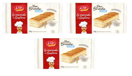 3x Gastone Lago Pan Brioche al Latte Snack gefüllt mit Milchcreme Packung à 135g, jede Packung enthält 5 Snacks à 27g 3x Gastone Lago Pan Brioche al Latte Snack gefüllt mit Milchcreme Packung à 135g, jede Packung enthält 5 Snacks à 27g von Italian Gourmet E.R.