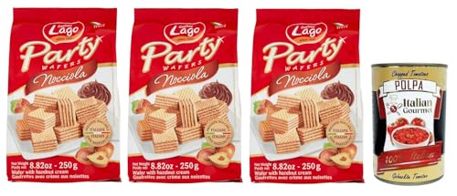 3x Gastone Lago Party Wafers Nocciola,Waffeln mit Haselnusscreme 250g + Italian Gourmet Polpa di Pomodoro 400g Dose von Italian Gourmet E.R.