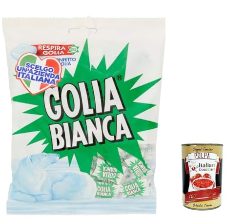 3x Golia Bianca Caramelle Dure Algusto Menta e Liquirizia, Harte Süßigkeiten für Minzgeschmack und Süßholz 180g + Italian Gourmet polpa 400g von Italian Gourmet E.R.