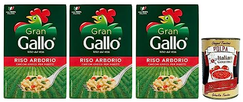 3x Gran Gallo Riso Arborio,100% Italienischer Reis,Kochzeit 15 Minuten,Packung mit 500g + Italian Gourmet Polpa di Pomodoro 400g Dose von Italian Gourmet E.R.