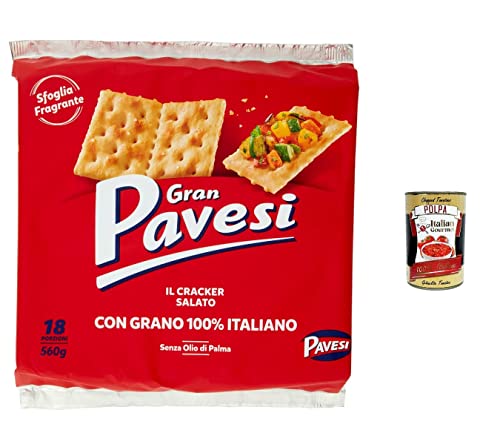 3x Gran Pavesi Crackers salati Salzgebäck gesalzen 560g kekse gebäck + Italian gourmet polpa 400g von Italian Gourmet E.R.