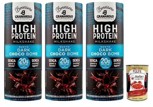 3x Granarolo HIGH PROTEIN Milkshake DARK CHOCO BOMB,UHT-Dauergetränk auf Basis von Magermilch,Laktosefrei und Glutenfrei,235ml + Italian Gourmet Polpa di Pomodoro 400g Dose 3x Granarolo HIGH PROTEIN Milkshake DARK CHOCO BOMB,UHT-Dauergetränk auf Basis von Magermilch,Laktosefrei und Glutenfrei,235ml + Italian Gourmet Polpa di Pomodoro 400g Dose von Italian Gourmet E.R.