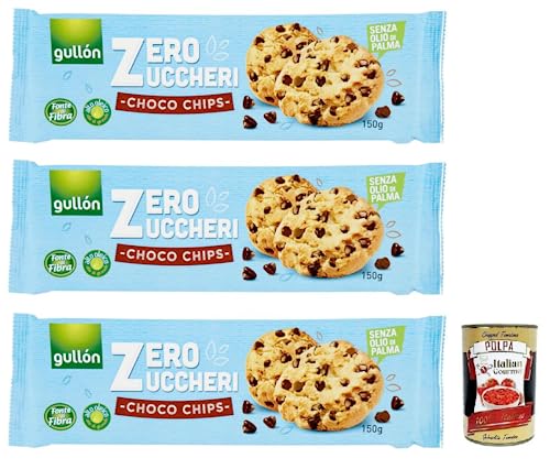 3x Gullón Choco Chips Senza Zuccheri,Kekse mit Schokoladenstückchen Zuckerfreie,Packung mit 150g + Italian Gourmet Polpa di Pomodoro 400g Dose 3x Gullón Choco Chips Senza Zuccheri,Kekse mit Schokoladenstückchen Zuckerfreie,Packung mit 150g + Italian Gourmet Polpa di Pomodoro 400g Dose von Italian Gourmet E.R.