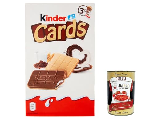 3x Kinder Cards Waffel mit scholokade schoko riegel 3 Stück kekse waffel 76.8 g + Italian Gourmet polpa 400g von Italian Gourmet E.R.