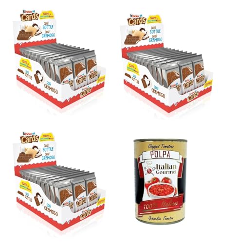 3x Kinder Cards Waffel mit scholokade schoko riegel 30 Stück kekse waffel 768 g + Italian Gourmet polpa 400g von Italian Gourmet E.R.