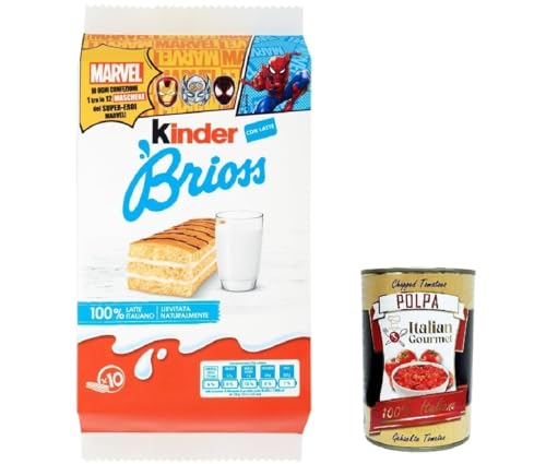 3x Kinder Ferrero Brioss Kuchen mit Milch italienisch classic Frühstück brioche kekse 10x30g + Italian Gourmet polpa 400g von Italian Gourmet E.R.