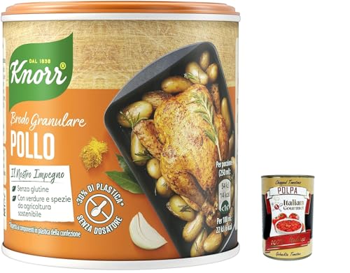 3x Knorr Granulat-Hühnerbrühe, fertige Hühnerbrühe, mit Gemüse aus nachhaltiger Landwirtschaft, glutenfrei, laktosefrei und konservierungsstofffrei, 150 g + Italian Gourmet polpa 400g von Italian Gourmet E.R.
