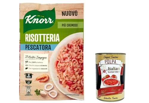 3x Knorr Risotto alla Pescatora, Risotto fertiggerichte mit natürlichen Zutaten, 100% italienischer Reis, 175g + Italian gourmet polpa 400g von Italian Gourmet E.R.