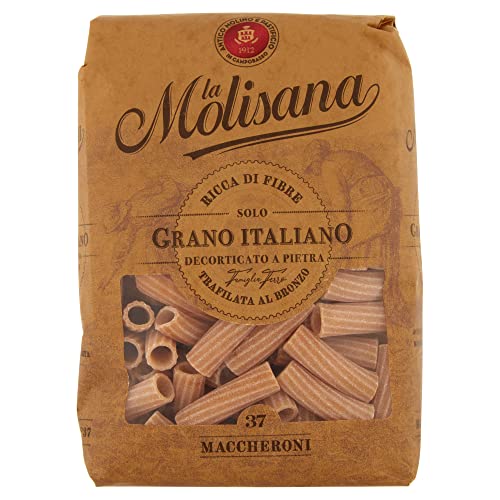 3x La Molisana Pasta Integrale Maccheroni n°37 Vollkornnudeln Vollkornpasta,100% italienischer Weizen,Bronzepaste 500g Packung + Italian Gourmet Polpa di Pomodoro 400g Dose von Italian Gourmet E.R.