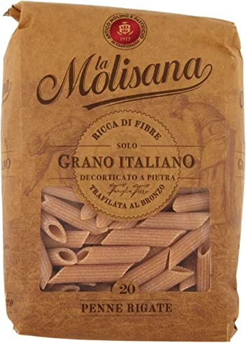 3x La Molisana Pasta Integrale Penne Rigate n°20 Vollkornnudeln Vollkornpasta,100% italienischer Weizen,Bronzepaste 500g Packung + Italian Gourmet Polpa di Pomodoro 400g Dose von Italian Gourmet E.R.