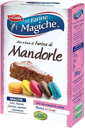 3x Lo Conte le farine magiche Farina di Mandorle Mandelmehl, gluten- und laktosefrei, ideal für Desserts und Getränke, 250 g Packung von Italian Gourmet E.R.