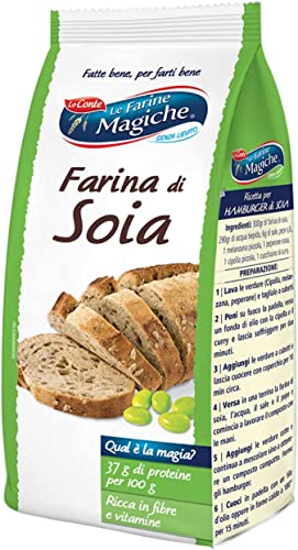 3x Lo Conte le farine magiche Farina di Soia Sojamehl, reich an Ballaststoffen, ideal für Brot, Pizza, Cremes und Kuchen, Packung mit 300 g von Italian Gourmet E.R.