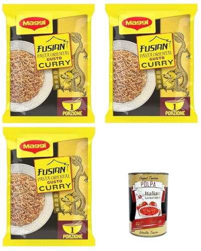 3x MAGGI FUSIAN CURRY TASTE Instant-Nudeln und Curry-Gewürz, 71 g+ Italitan Gourmet polpa 400g von Italian Gourmet E.R.