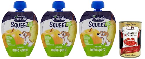 3x Melinda Passata di Mela & Pera,Squeez 100% Frucht,Apfel- und Birnenpüree,Obst zum Auspressen,90g + Italian Gourmet Polpa di Pomodoro 400g Dose 3x Melinda Passata di Mela & Pera,Squeez 100% Frucht,Apfel- und Birnenpüree,Obst zum Auspressen,90g + Italian Gourmet Polpa di Pomodoro 400g Dose von Italian Gourmet E.R.