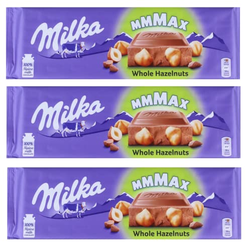 3x Milka MMMAX Whole Hazelnuts Schokoladentafel Milchschokolade mit Ganze Haselnuss 270g von Italian Gourmet E.R.