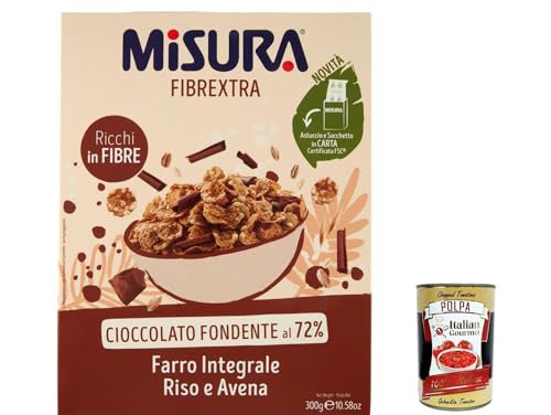3x Misura Cereali Fibrextra, Müsli mit Schokoladenlöcken, Vollkornschild, Reis und Vollkorn, 300g + Italian Gourmet polpa 400g von Italian Gourmet E.R.