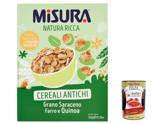 3x Misura Cereali Natura ricca, Cornflakes mit Urgetreide, mit Buchweizen, Dinkel und Quinoa 350g + Italian Gourmet polpa 400g von Italian Gourmet E.R.