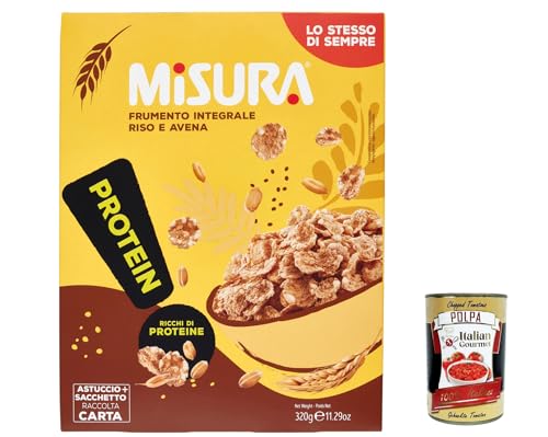 3x Misura Cereali Protein, Vollweizenzerealien, Reis und Hafer, reich an Proteinen und Faser, 320g + Italian Gourmet polpa 400g 3x Misura Cereali Protein, Vollweizenzerealien, Reis und Hafer, reich an Proteinen und Faser, 320g + Italian Gourmet polpa 400g von Italian Gourmet E.R.