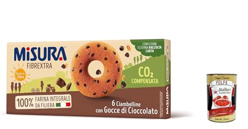 3x Misura Ciambelline con Gocce di Cioccolato Fibrextra, Donut mit Schokoladenchips, 100% volles Mehl, reich an Ballaststoffen 230g + Italian Gourmet polpa 400g von Italian Gourmet E.R.