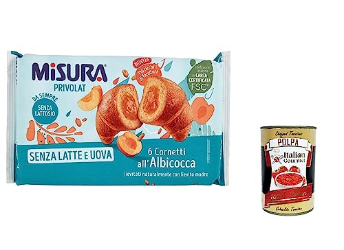 3x Misura Cornetti Albicocca Privolat Croissants Aprikose Ohne Milch und Eier, 290g + Italian Gourmet polpa 400g von Italian Gourmet E.R.