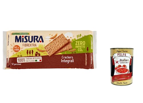 6x Misura Crackers Integrali Fibrextra Vollkorn cracker, 14% Ballaststoffe und 100% Vollkornmehl 385 g von Italian Gourmet E.R.