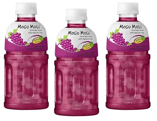 3x Mogu Mogu Uva Drink Getränk mit Traubengeschmack und Nata de Coco Einweg-PET-Flasche 320ml von Italian Gourmet E.R.