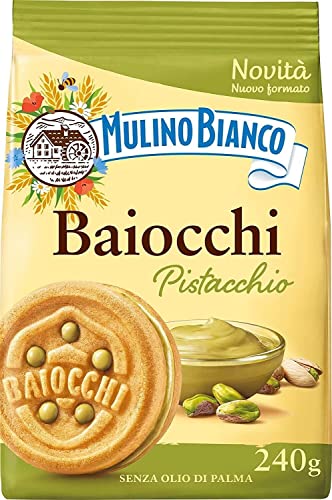 3x Mulino Bianco Baiocchi Pistacchio,Kekse mit Pistazien und Mürbeteig, ideal zum Frühstück oder Snack, ohne Palmöl 240g + Italian Gourmet Polpa di Pomodoro 400g Dose von Italian Gourmet E.R.