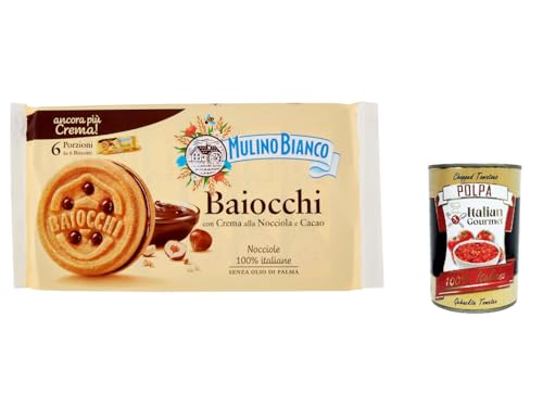 3x Mulino Bianco Baiocchi Schokolade Biscuits Reigel Kekse Kuchen mit Schokolade 336 g Snack cookies + Italian Gourmet polpa 400g von Italian Gourmet E.R.