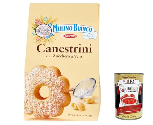 3x Mulino Bianco Canestrini, Zuckerkekse, Kekse mit zucker cookies brioche Kuchen, canestrelli 200 g + Italian Gourmet polpa 400g von Italian Gourmet E.R.