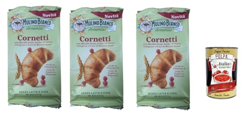 3x Mulino Bianco Cornetti, Croissant süßer Snack, Ohne Milch und Eier, mit Blaubeeren, Vollkornmehl und roten Blaubeersamen 228 gr + Italian Gourmet polpa 400g 3x Mulino Bianco Cornetti, Croissant süßer Snack, Ohne Milch und Eier, mit Blaubeeren, Vollkornmehl und roten Blaubeersamen 228 gr + Italian Gourmet polpa 400g von Italian Gourmet E.R.