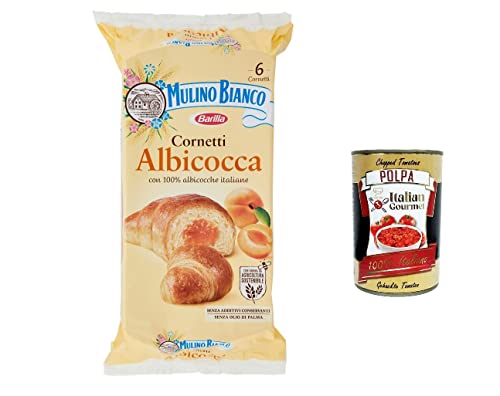 3x Mulino Bianco Cornetti Croissants Aprikosen Snack Brioche ohne Zusatzstoffe und Konservierungsstoffe 6 Stück 300g + Italian gourmet polpa 400g von Italian Gourmet E.R.