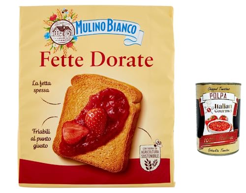 3x Mulino Bianco Fette biscottate Le Dorate 315g Zwieback Kekse + Italian Gourmet polpa 400g von Italian Gourmet E.R.