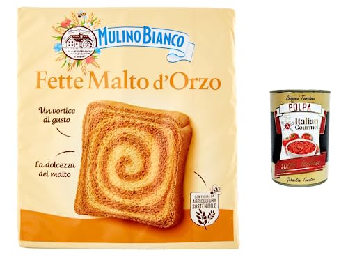 3x Mulino Bianco Fette biscottate Le fette malto d'orzo 315g Zwieback Kekse Gerstenmalzzweik + Italian Gourmet polpa 400g von Italian Gourmet E.R.