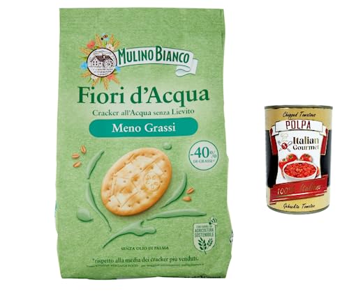 6x Mulino Bianco Fiori d'Acqua Cracker mit weniger Fett, salziger Snack für Snacks, ohne Palmöl, ohne Hefe, 250 g + Italian Gourmet polpa 400g von Italian Gourmet E.R.