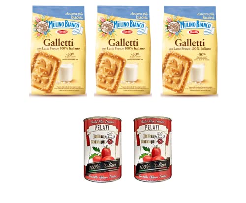 3x Mulino Bianco Kekse Galletti 350g Italien biscuits cookies + Italian Gourmet 100% italienische geschälte Tomaten dosen 2x 400g von Italian Gourmet E.R.