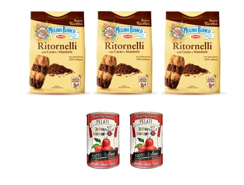 3x Mulino Bianco Kekse mit Kakao und Mandeln Ritornelli 700g + Italian Gourmet 100% italienische geschälte Tomaten dosen 2x 400g von Italian Gourmet E.R.