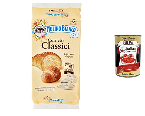 3x Mulino Bianco Kuchen Cornetti Classici Croissant Snack ohne Konservierungszusätze Briosche 240g kekse + Italian gourmet polpa 400g von Italian Gourmet E.R.