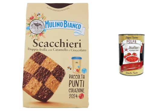 3x Mulino Bianco Scacchieri Kekse Doppelter Mürbeteig mit Karamell und Schokolade 300g, biscuits cookies + Italian Gourmet polpa 400g von Italian Gourmet E.R.